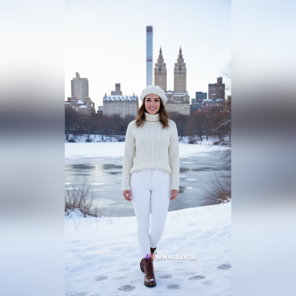 Marsh Landing Cream Cable Knit Turtleneck Sweater